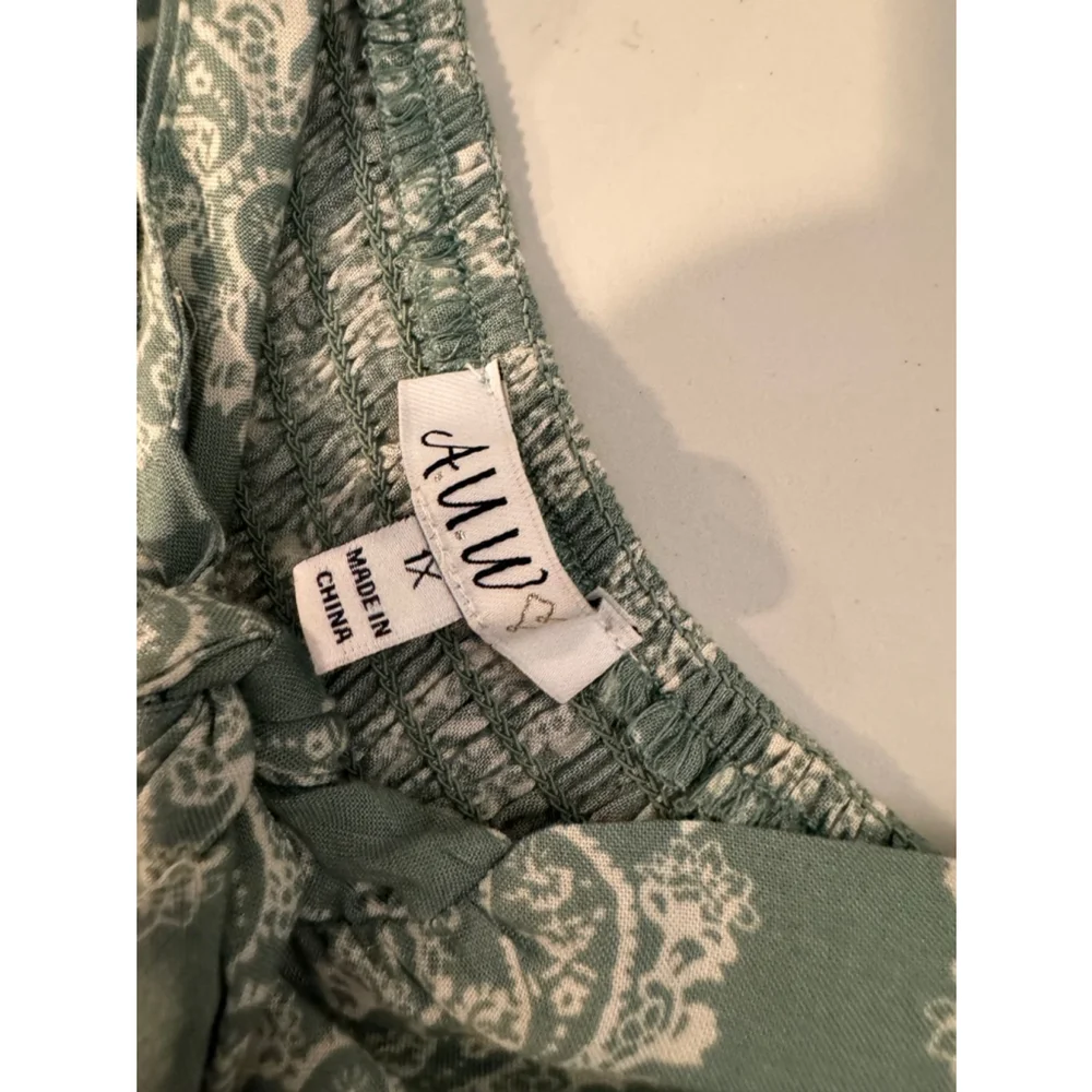 AUW Jumpsuit Green White soft and stretchy Size 1X - Picture 10 of 12